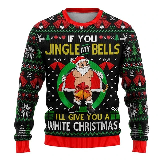 Unisex Funny Cartoon Santa Ugly Christmas Sweater Pullover