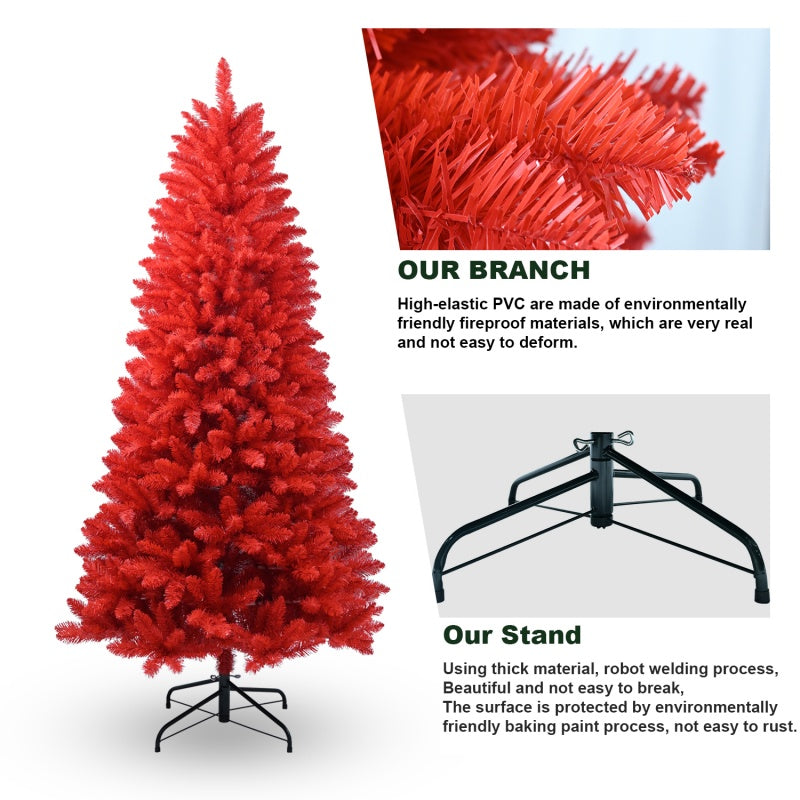 Vibrant Red PVC Christmas Tree with Multiple Size Options