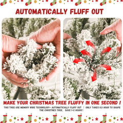 Flocked PVC Christmas Tree with Warm White LED Lights