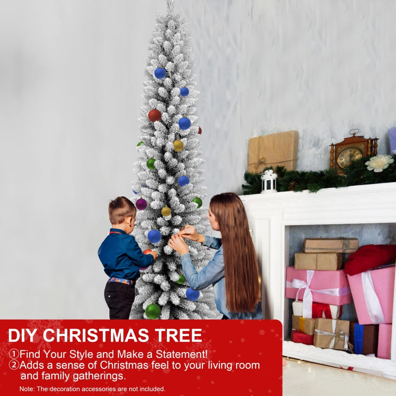 Flocked PVC Pencil Christmas Tree with 6FT & 7FT Options