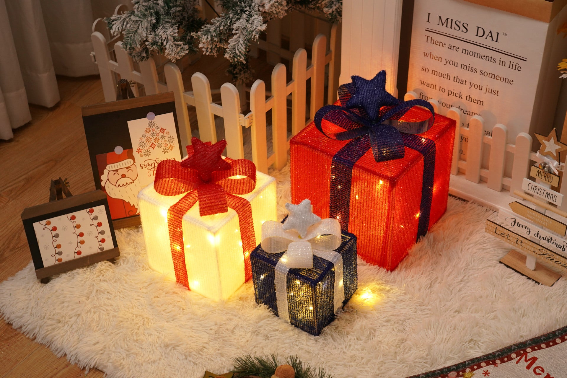 Battery-Powered LED Christmas Gift Box Decoration Lights Set