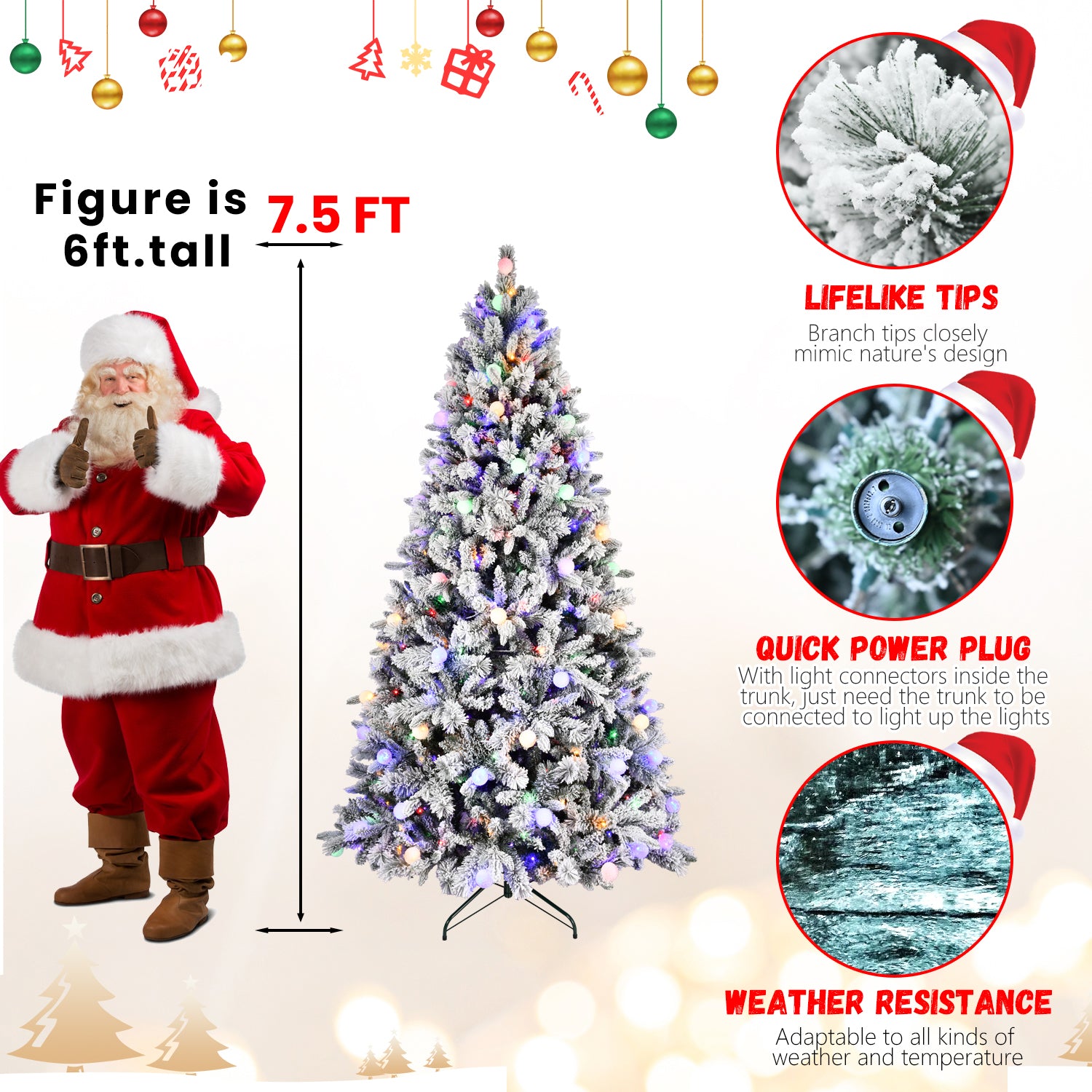 7.5ft & 8ft Mixed PVC/PE Christmas Trees with Memory Wire