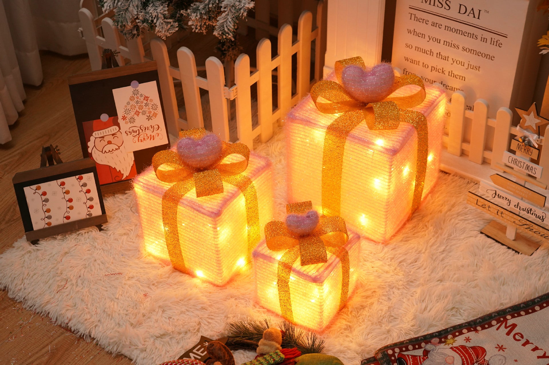 Battery-Powered LED Christmas Gift Box Decoration Lights Set