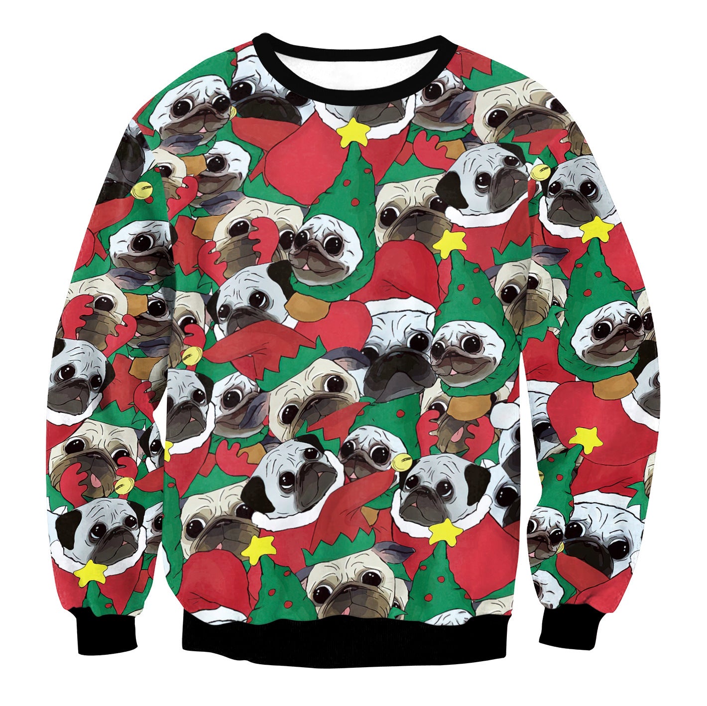 Cozy Round Neck Christmas Sweater with Festive Prints