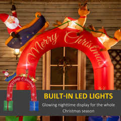 Inflatable Christmas Arch with Santa and Sleigh LED Lights
