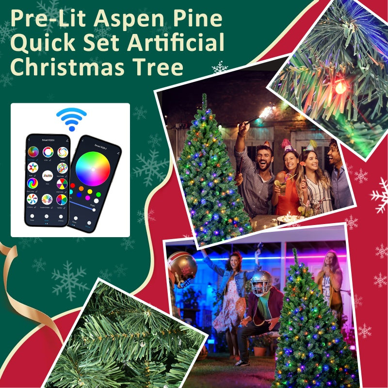 6ft & 7ft PVC Christmas Trees with Wifi Lights & Decorations