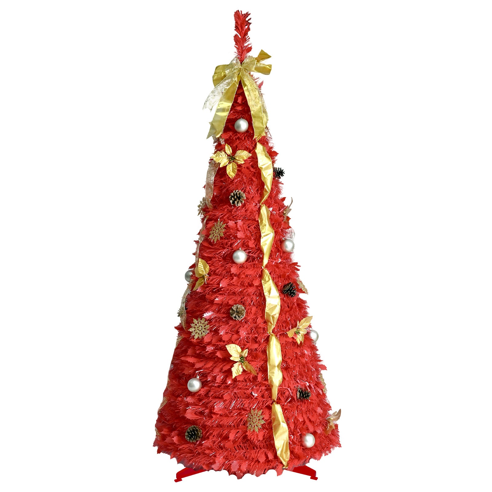 6ft Red Pop-Up Christmas Tree with 150 Warm LED Lights
