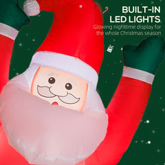 8ft Inflatable Dog Biting Santa - LED Light-Up Decoration