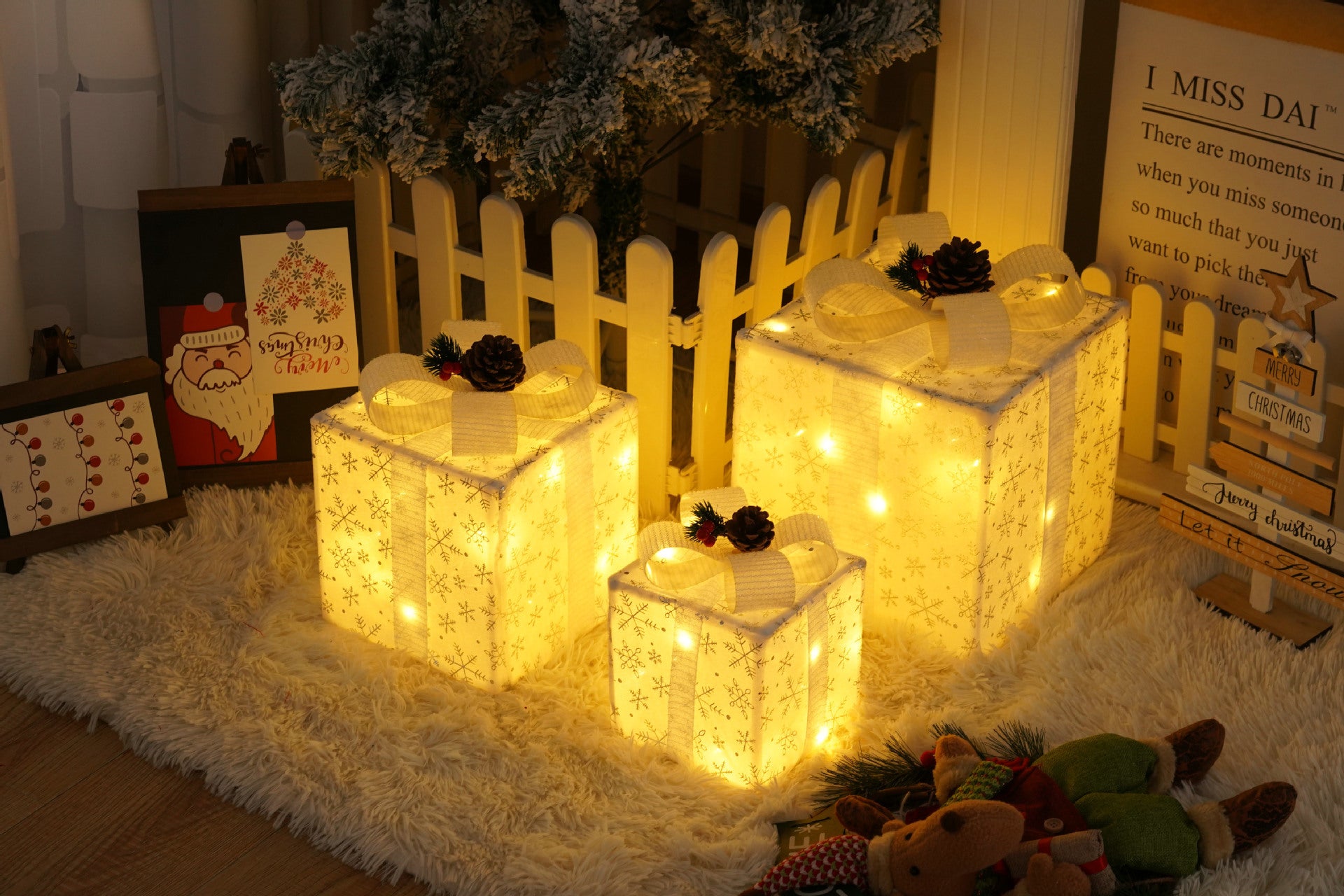 Battery-Powered LED Christmas Gift Box Decoration Lights Set