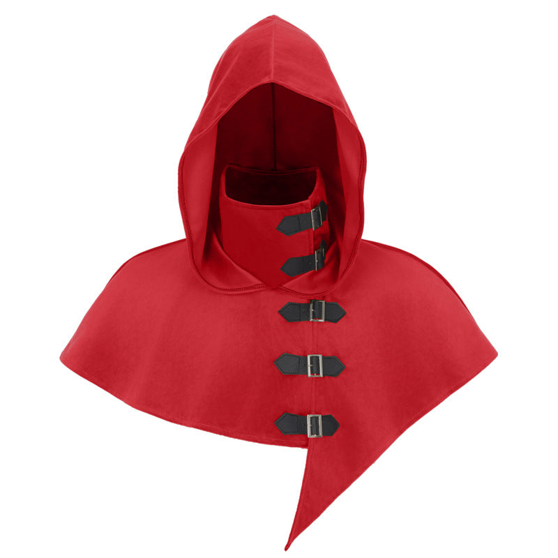 Red hooded medieval monk robe costume