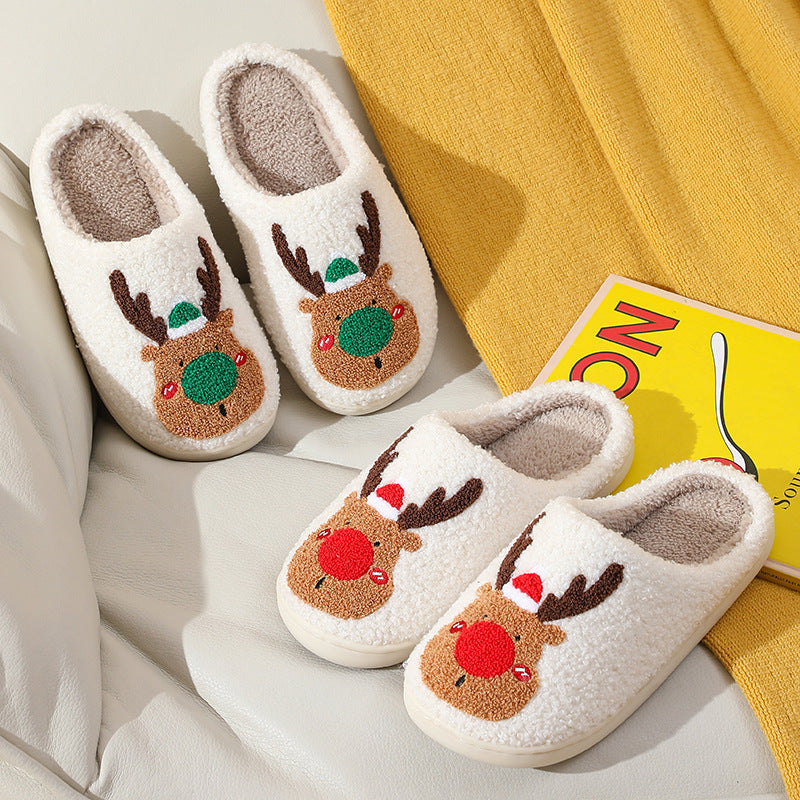 Cozy Christmas Elk Bedroom Slippers - Soft & Stylish House Shoes