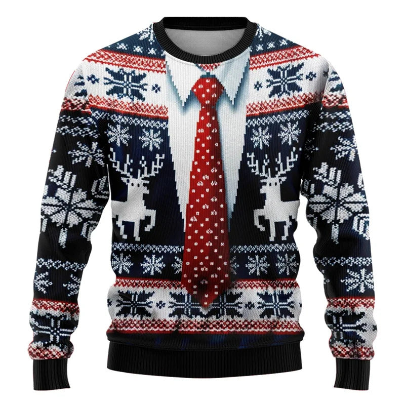 Fashion Hipster 3D Ugly Christmas Sweater Pullover