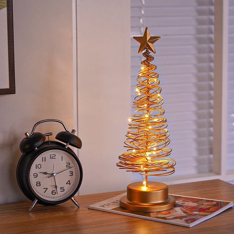 LED Metal Spiral Christmas Tree Decor with Warm Lights