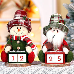 Wooden Christmas Old Man Doll - Cartoon Holiday Decor