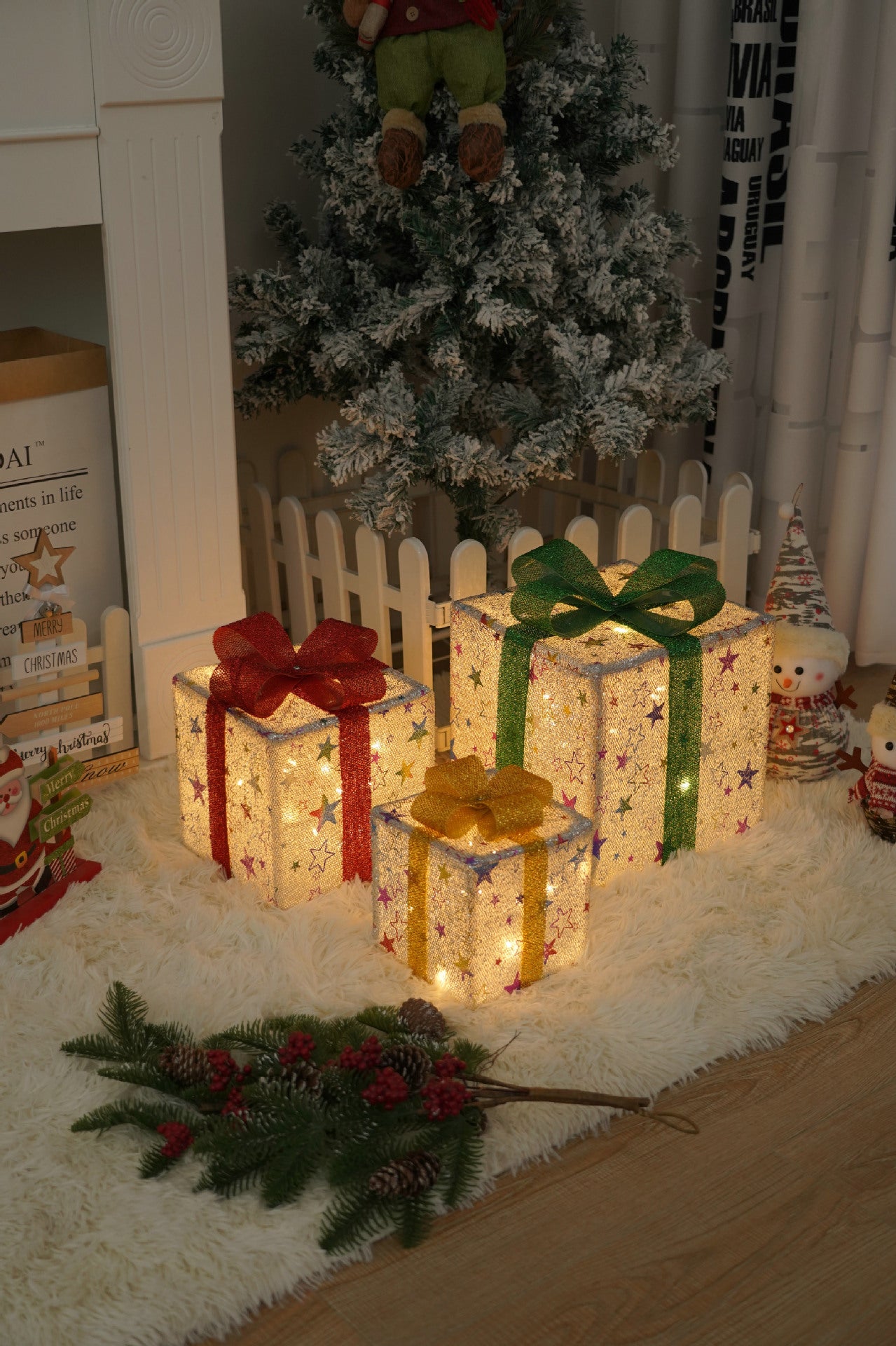 Battery-Powered LED Christmas Gift Box Decoration Lights Set