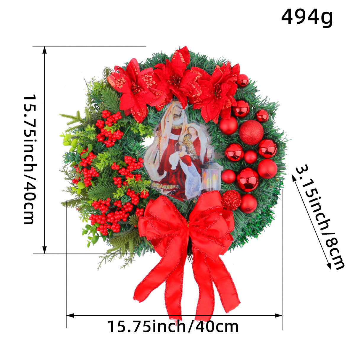 Festive Christmas Light Wreath for Door and Window Decor